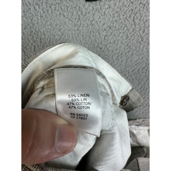 Banana Republic Linen Blend Gray Casual Chino Shorts Size 36 Plaid Men Golf - Picture 8 of 9